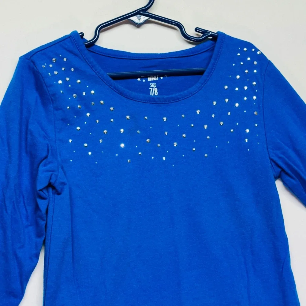 Extremely Me Royal Blue with Silver Metallic Flair Long Sleeve T-shirt Girls 6/7